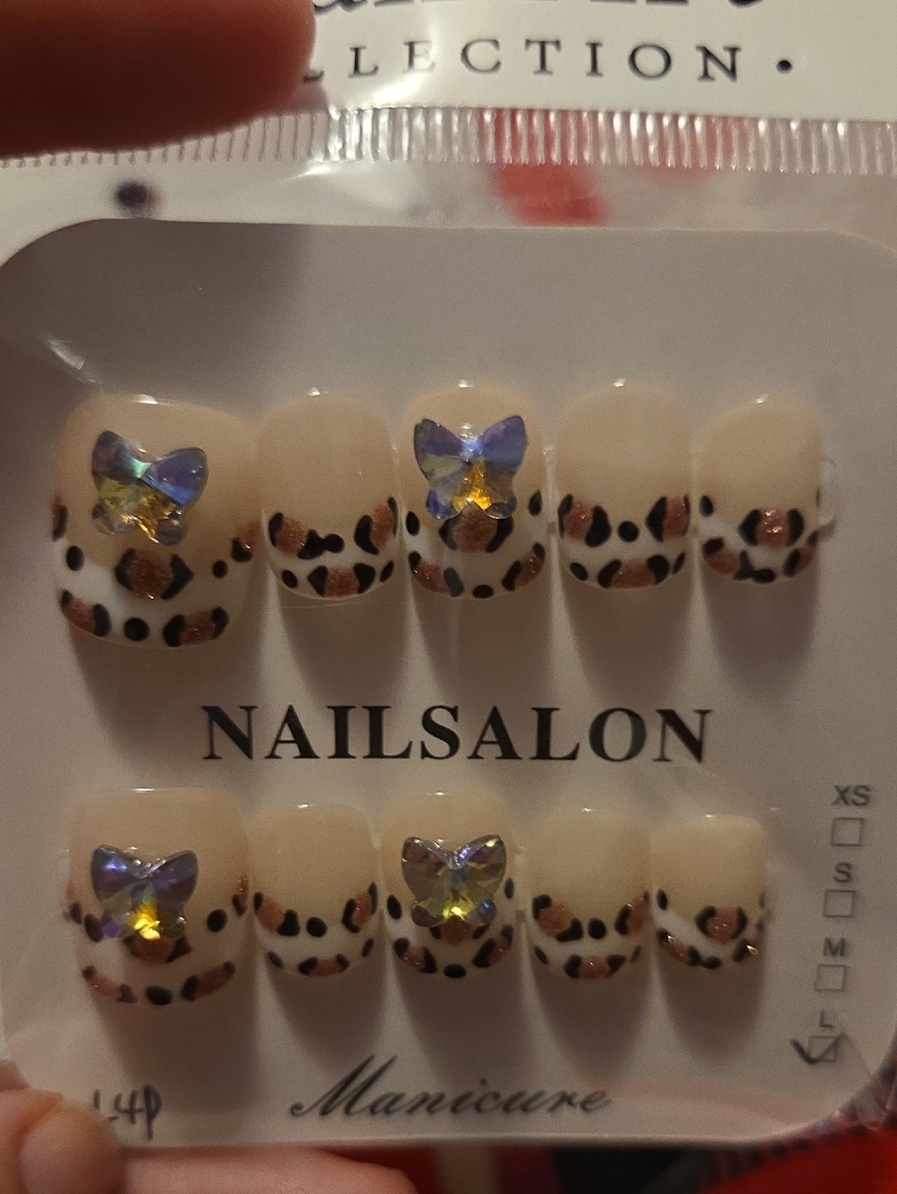 ♥️2 For $25♥️Buttercream Leopard Press-On Nails with Iridescent Butterfly Accent
